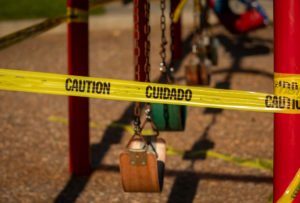 caution tape at a playground