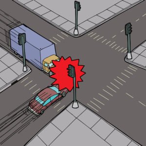 vector of car and truck accident in intersection