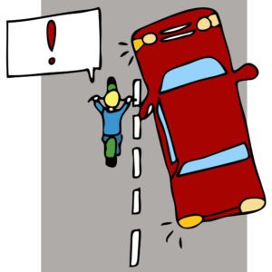 vector of motorcycle dangerously changing lanes