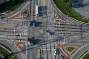 aerial view of an intersection