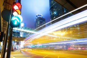 city traffic light at night
