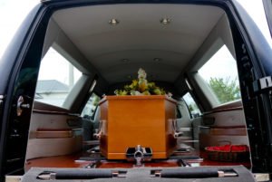 coffin in a hearse