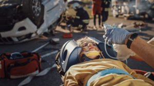 injured child is treated after a collision