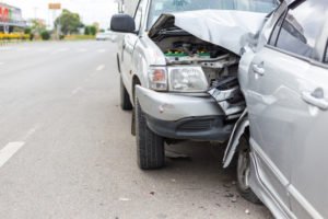 Two cars damaged after rear-end collision